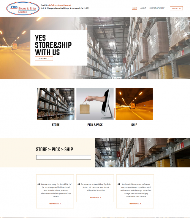 Yes Store Ship Website design